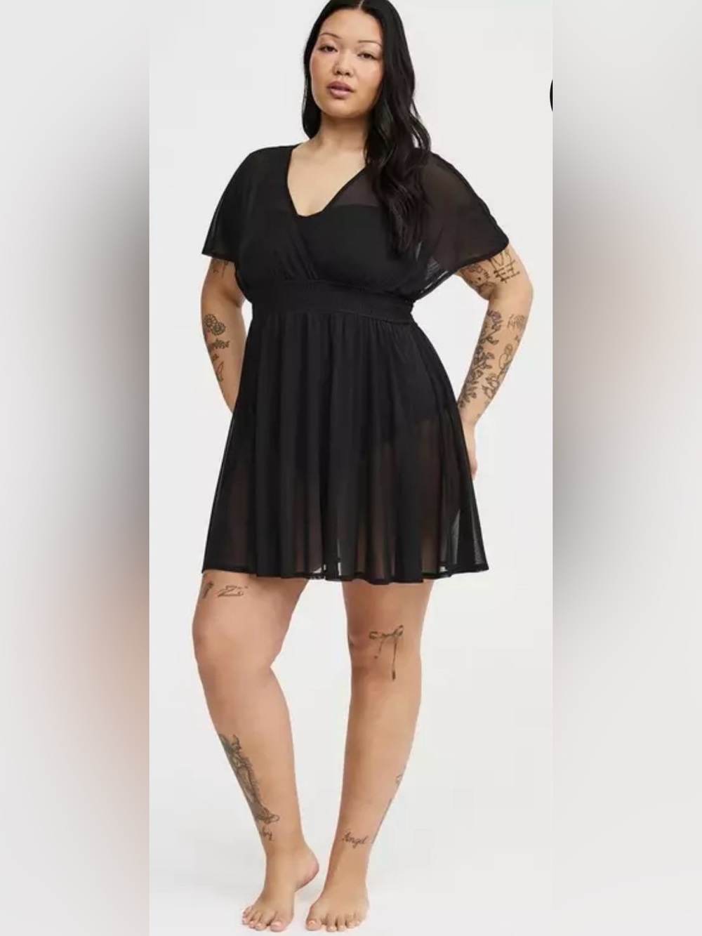 Chiffon Smocked Waist Cover-Up Dress Size 0 (Large 12/14)
